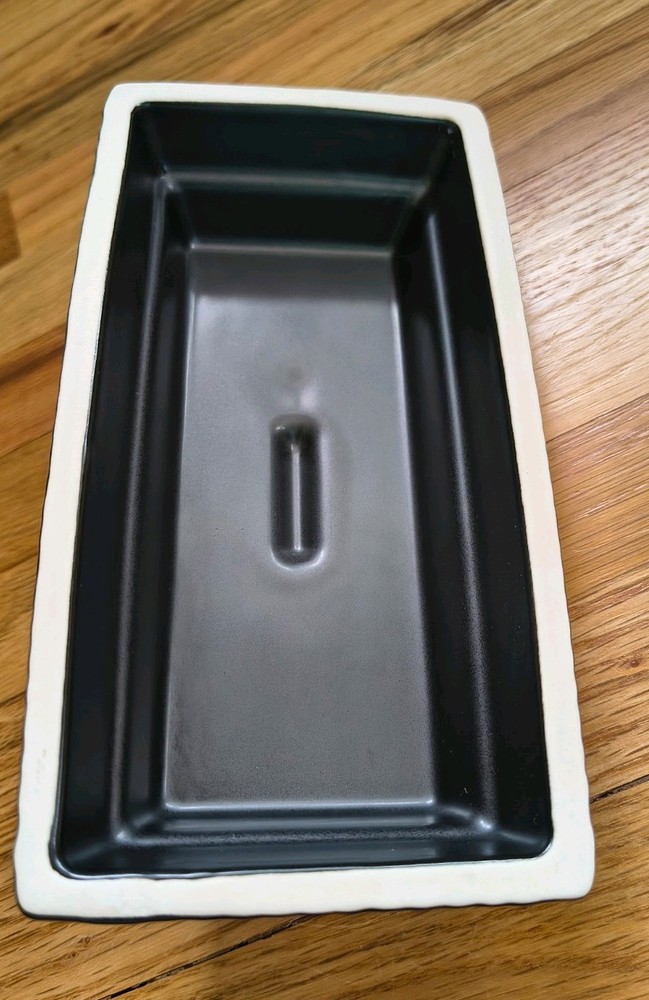 Thyme & Table Ribbed Ceramic Butter Dish with Lid Matte Black Modern Stoneware
