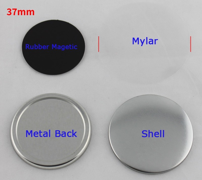 100 Sets/Pack 37mm Rubber Magnetic Button Parts for DIY Button Make