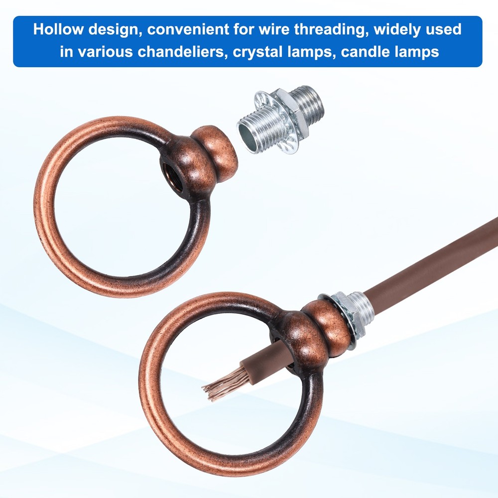 2 Set 8kg M10 2x2.3" Thread Lifting Eye Nut Holder Hook Ring Red Copper