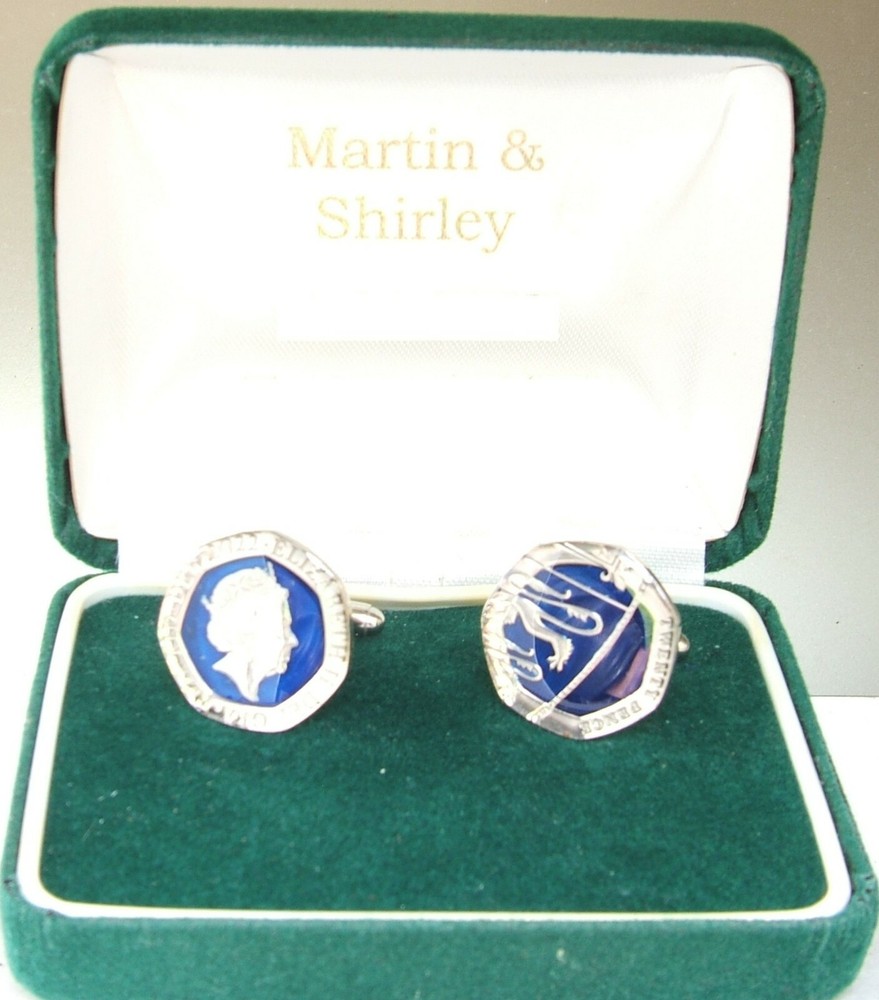 2022  20p CUFFLINKS in BLUE & SILVER