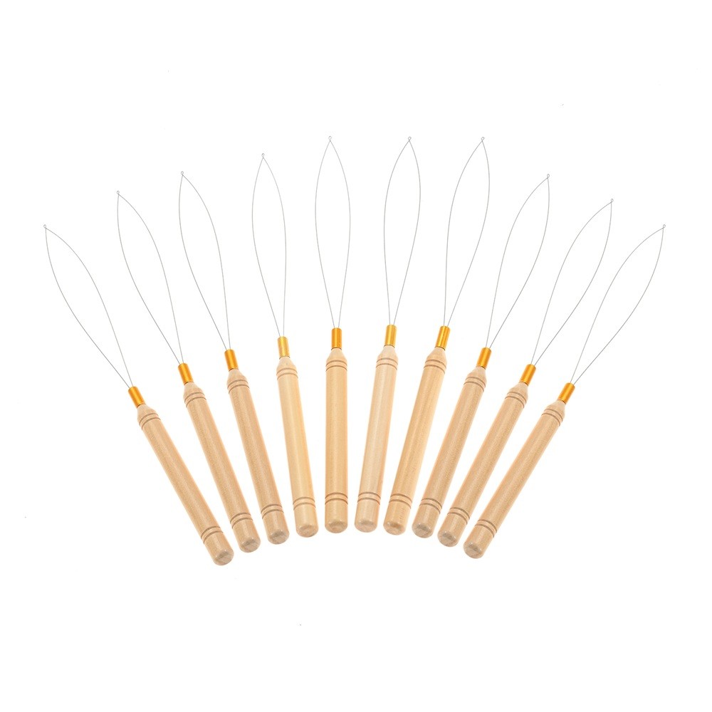 10Pcs Hair Extension Loop Needle Threader 8.78in Pulling Hook Connect DIY Tool