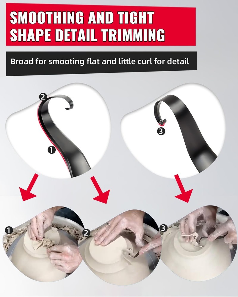 Versatile Pottery Trimming Tools, Sharpened Tool for Potter, black