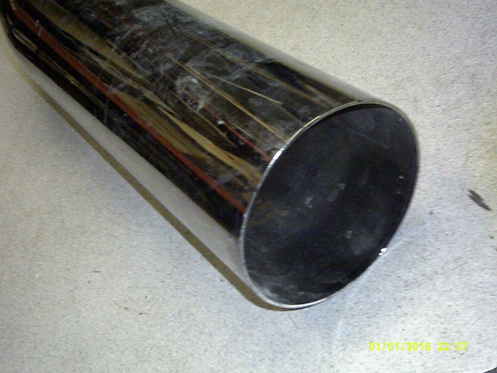 Chrome Exhaust Pipe Stack 5" OD, various lengths N66-6829-2240 Curved Top