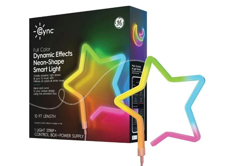 GE Cync Dynamic Effects 10ft Decorative Neon Shape Smart Light Rope String