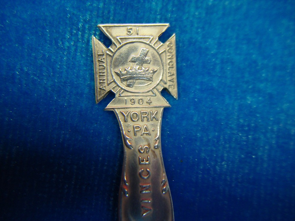 KNIGHTS TEMPLAR - YORK COMMANDERY - 1904 ANNUAL CONCLAVE - STERLING COLL. SPOON