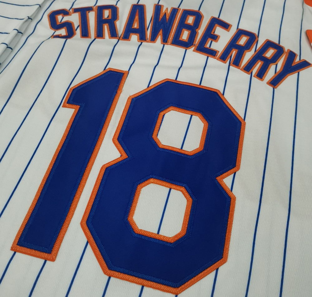 Darryl Strawberry #18 NYM Pullover White Sewn Stitched Jersey.