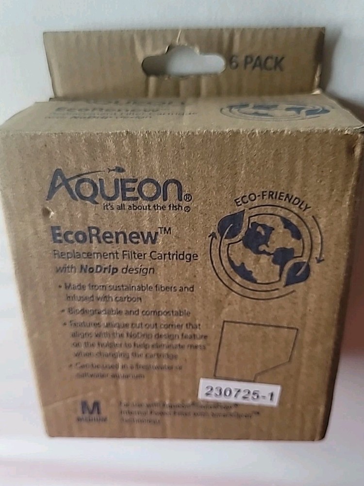 Aqueon EcoRenew Medium Replacement Filter Cartridges – 6 Pack No Drip Design