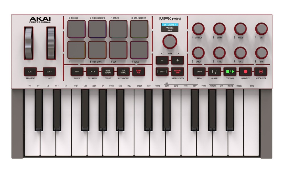 (NEW) Akai MPK Mini IV 25-key MIDI Controller Keyboard (White)