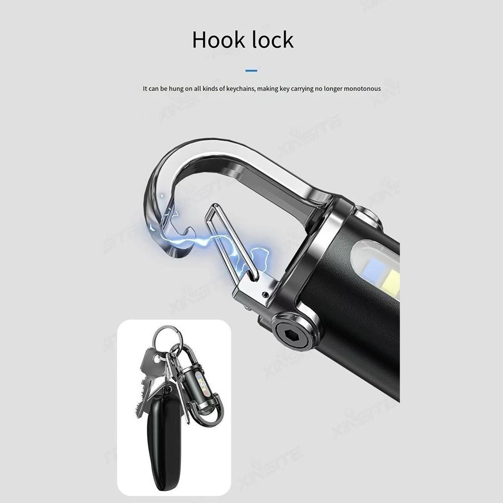 ABS Waterproof LED Keychain Flashlight with Multi Lighting Modes and Power Bank