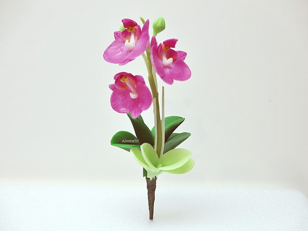 Assorted 1 Stems Miniature Polymer Clay Orchids No Pots Included