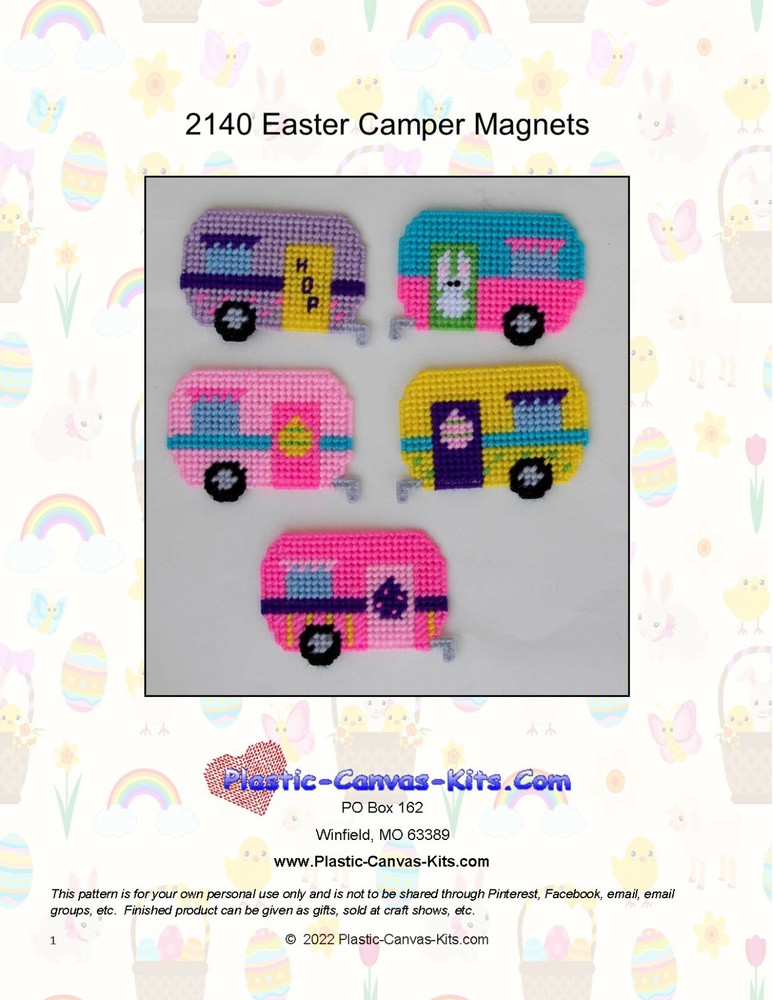 Easter Camper Magnets- Plastic Canvas Pattern or Kit