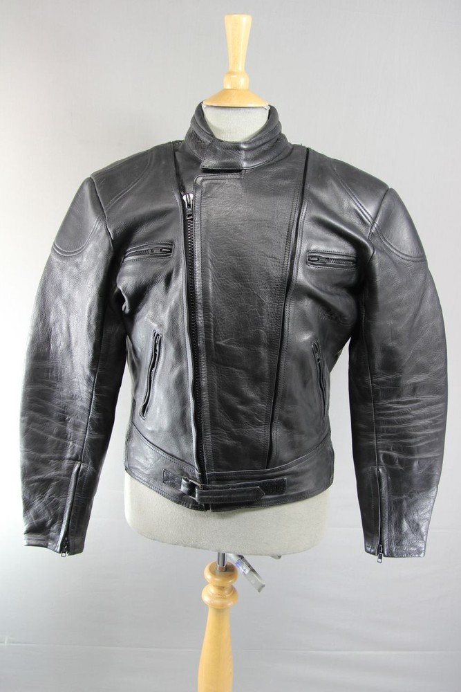 CLASSIC PRO LINE BLACK LEATHER BIKER JACKET 40 INCH