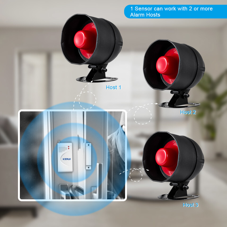KERUI Home Security Alarm System with 2 Sirens 4 Motion Detectors 4 Remotes