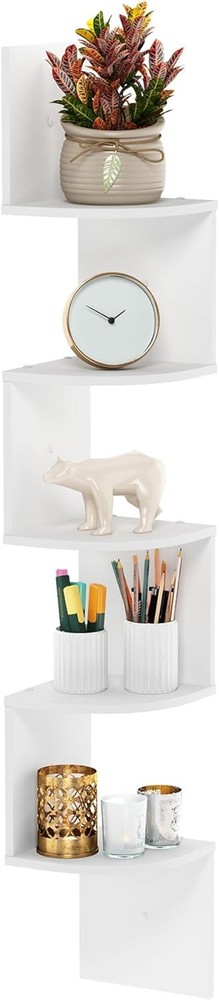 Rossi 5-Tier Wall Mount Floating Radial Corner Shelf White