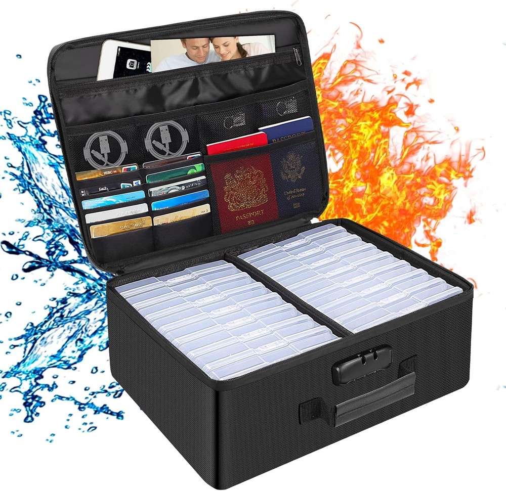 Photo Storage Box with Lock,DocSafe Fireproof Organizer Clear