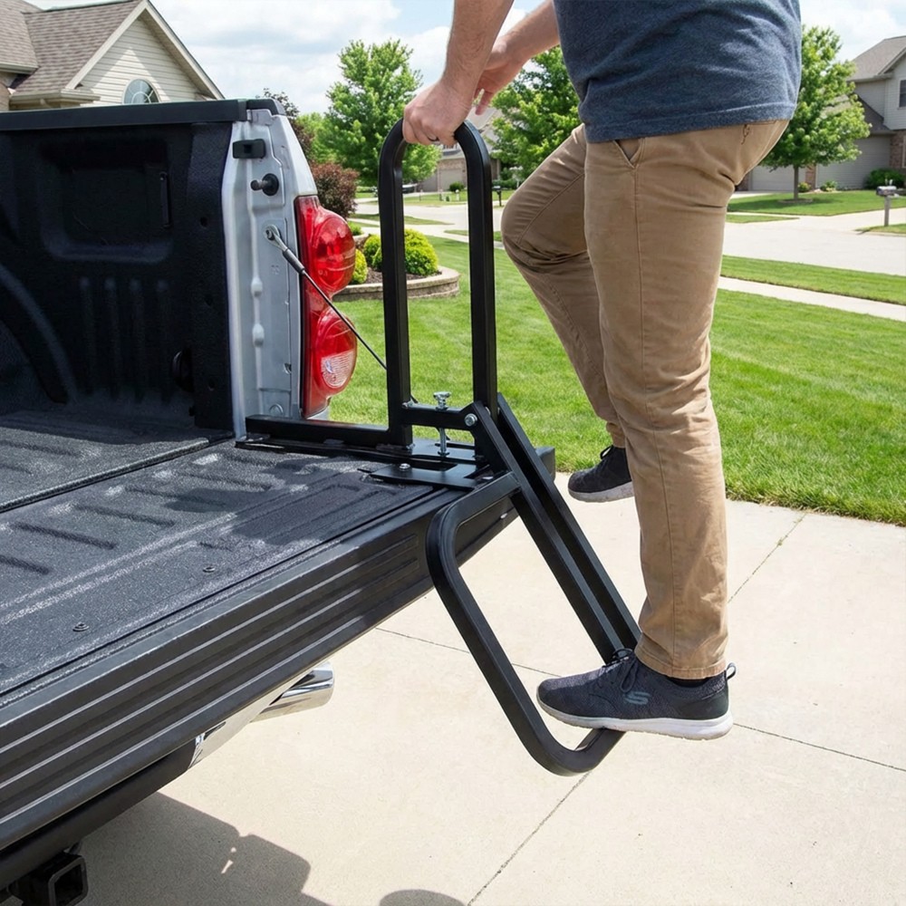 Foldable Pickup Truck Tailgate One-Step Ladder,Universal Tailgate Mounting Step