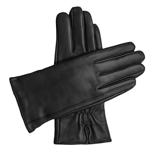 Vegan Leather Gloves for Women Medium Black