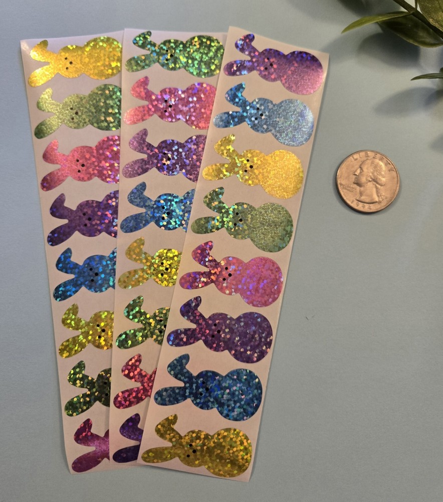 24 HOLOGRAPHIC EASTER STICKERS/EASTER BUNNY STICKERS/EASTER STICKERS/ EASTER