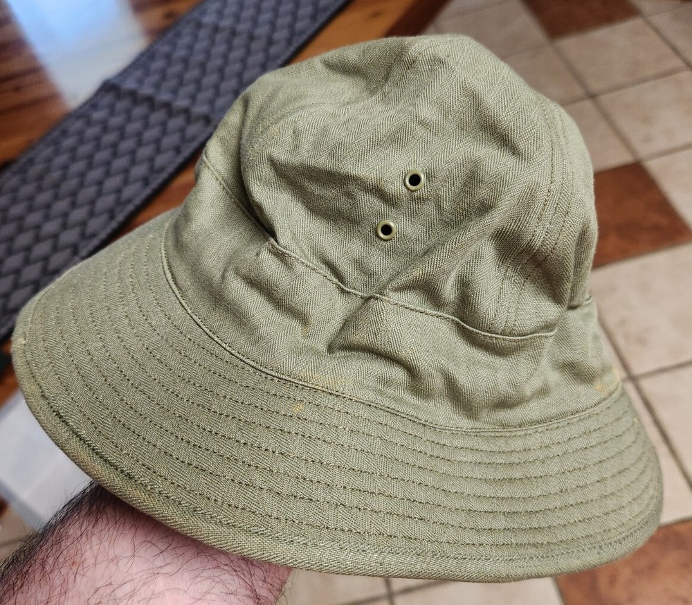 Original WWII U.S. Herringbone Jungle Style Hat / UNISSUED BEAUTY!!