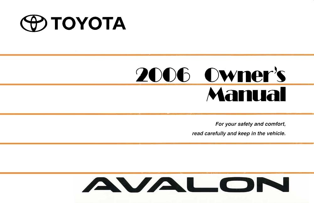 2006 Toyota Avalon Owners Manual User Guide