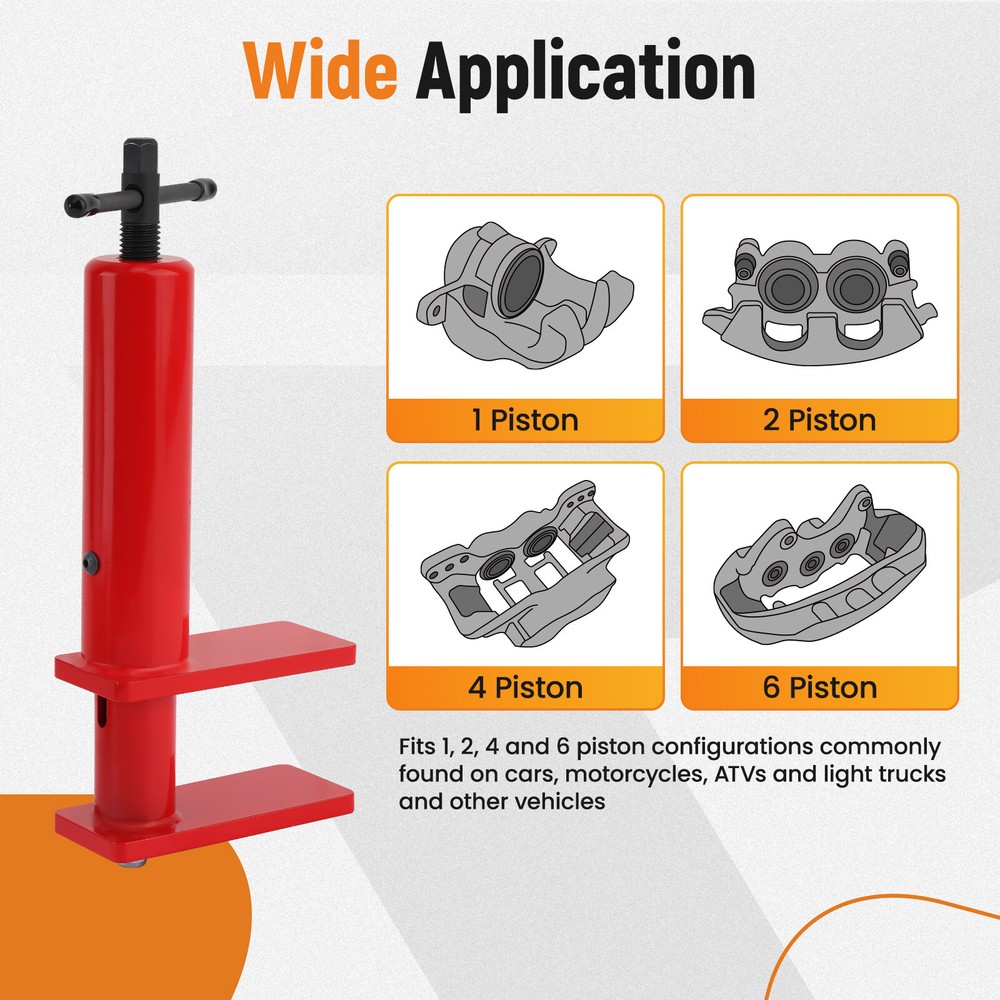 Brake Caliper Tool for Multi-Piston Brake Pad Spreader w/ 2 Hanger Hooks
