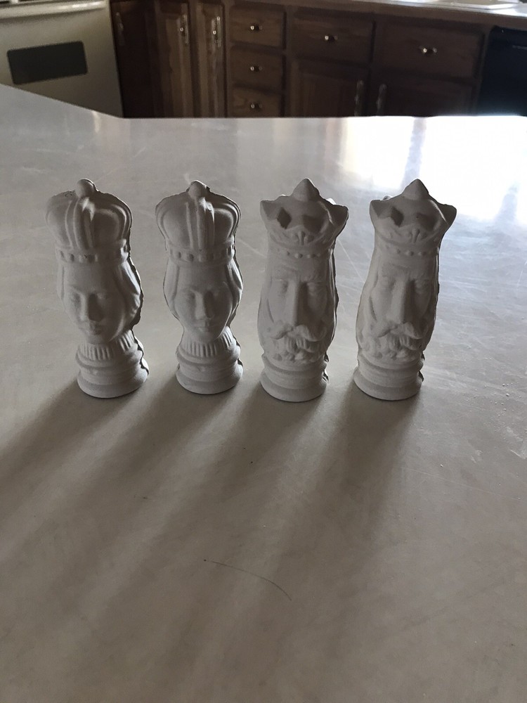 32pc Ceramic Chess Set Unpainted Unglazed Unbranded New