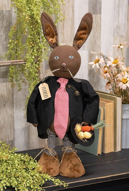 Primitive Chloe Bunny Girl Doll & Charles Bunny Boy Easter Rabbit Spring Decor