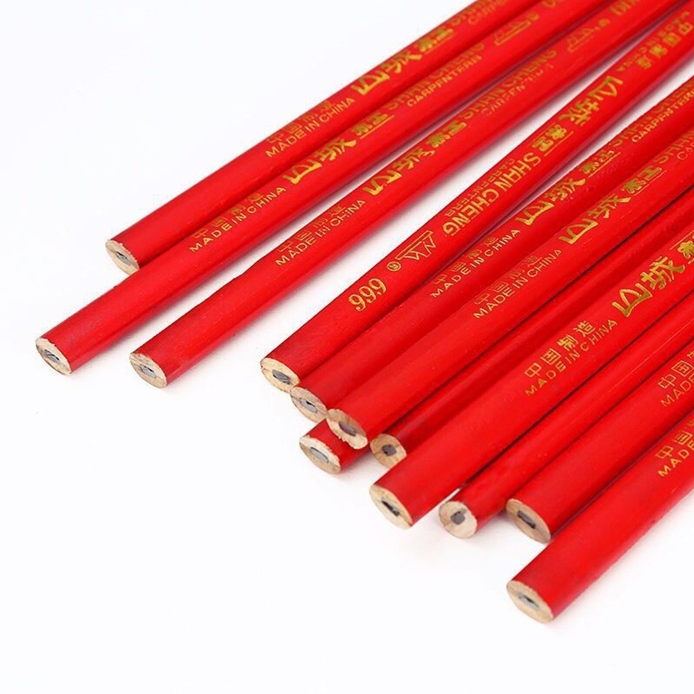 12Pcs Pencils Black Carpenters Construction Marking Pencil Tool Protable