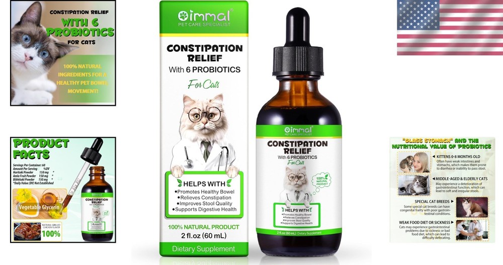 Natural Cat Laxative - Fast-Acting Constipation Relief Drops, 2 fl. oz