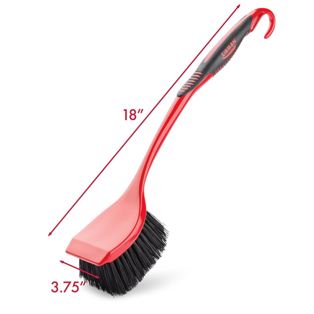 Libman High Power Scrub Brush Red & Black Long 3.75" Width