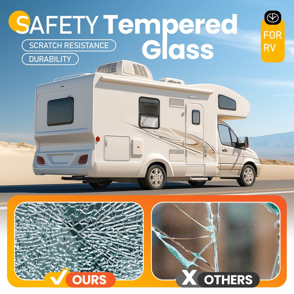 24" Width X 36" Height RV Window Vertical Sliding Tempered Glass W/Mesh Screen