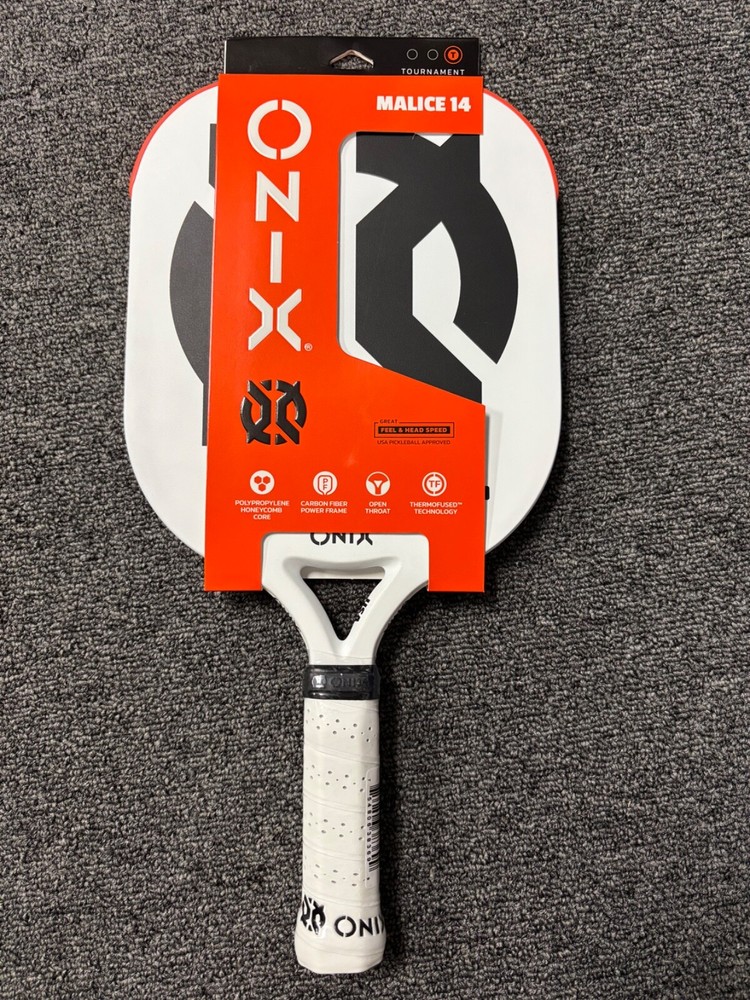 Onix Malice Open Throat 14mm Pickleball Paddle in White