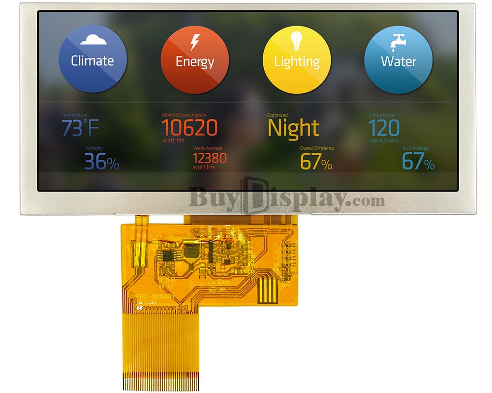 4.6" Color Bar TFT LCD IoT Display 800x320 Pixels w/OPTL Touch Screen