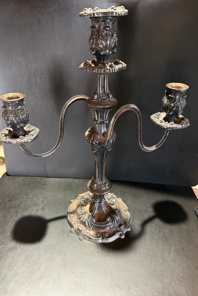 Reed & Barton 3) Candle Candelabra 17.5" Tall MED & Plated