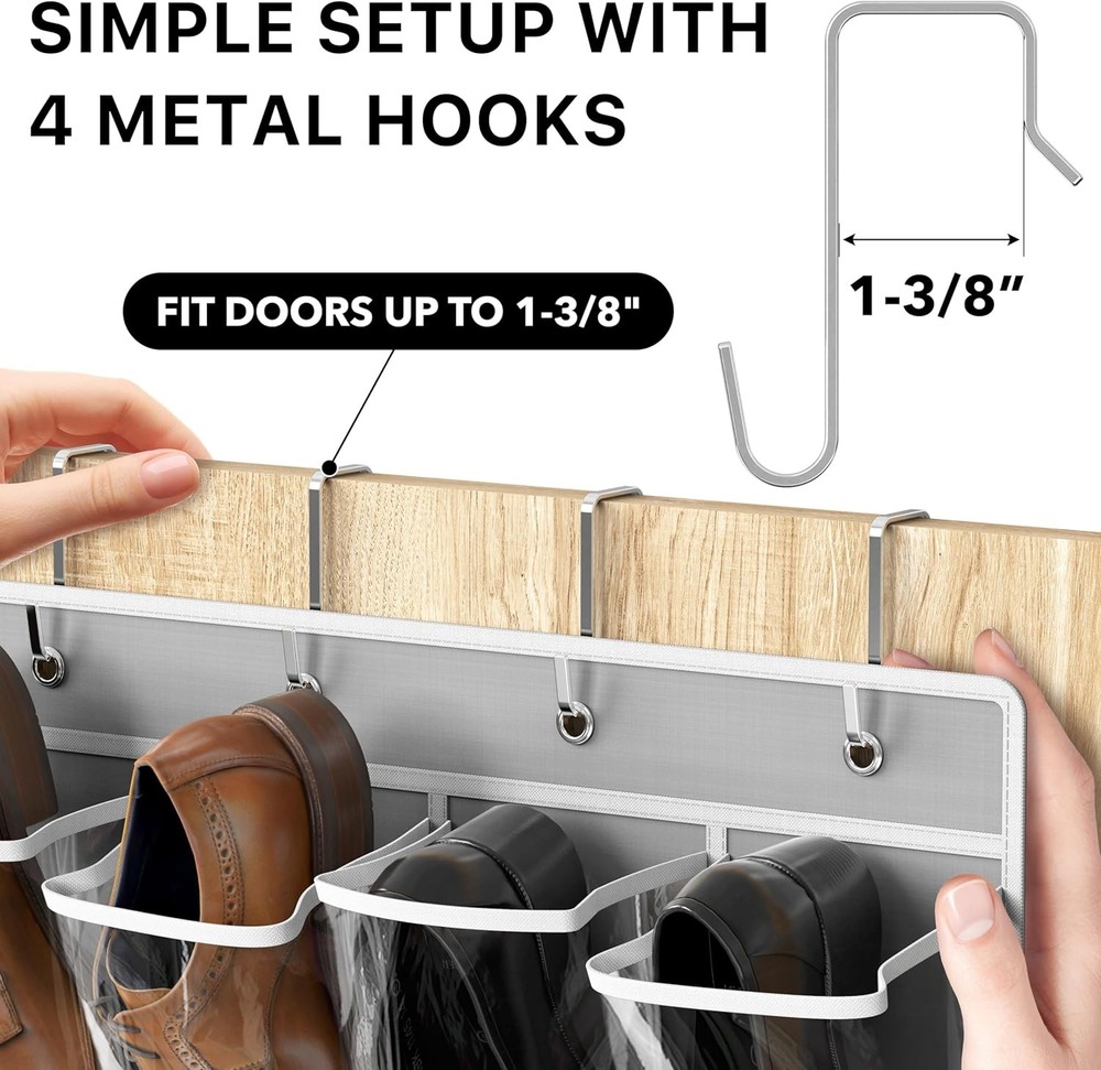 Simple Houseware 24 Pocket Over Door Shoe Organizer Gray