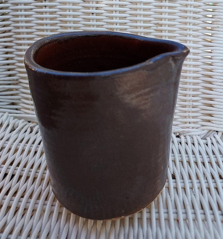 Rustic Brown Art Pottery Stoneware Creamer Or Vase