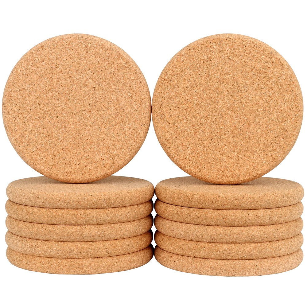 12 Pack 0.4" Ultra Thick Cork Coasters for Thick, 12pcs -