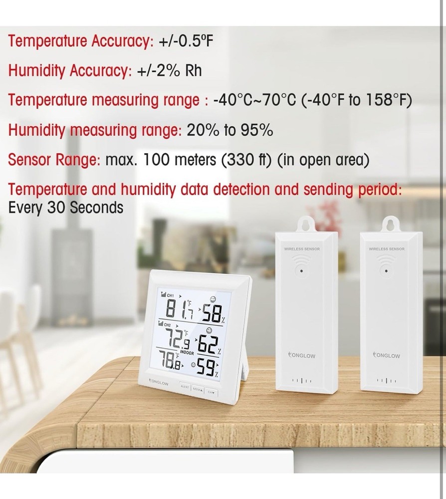 Conglow Multizone Wireless Thermometer With Digital Display