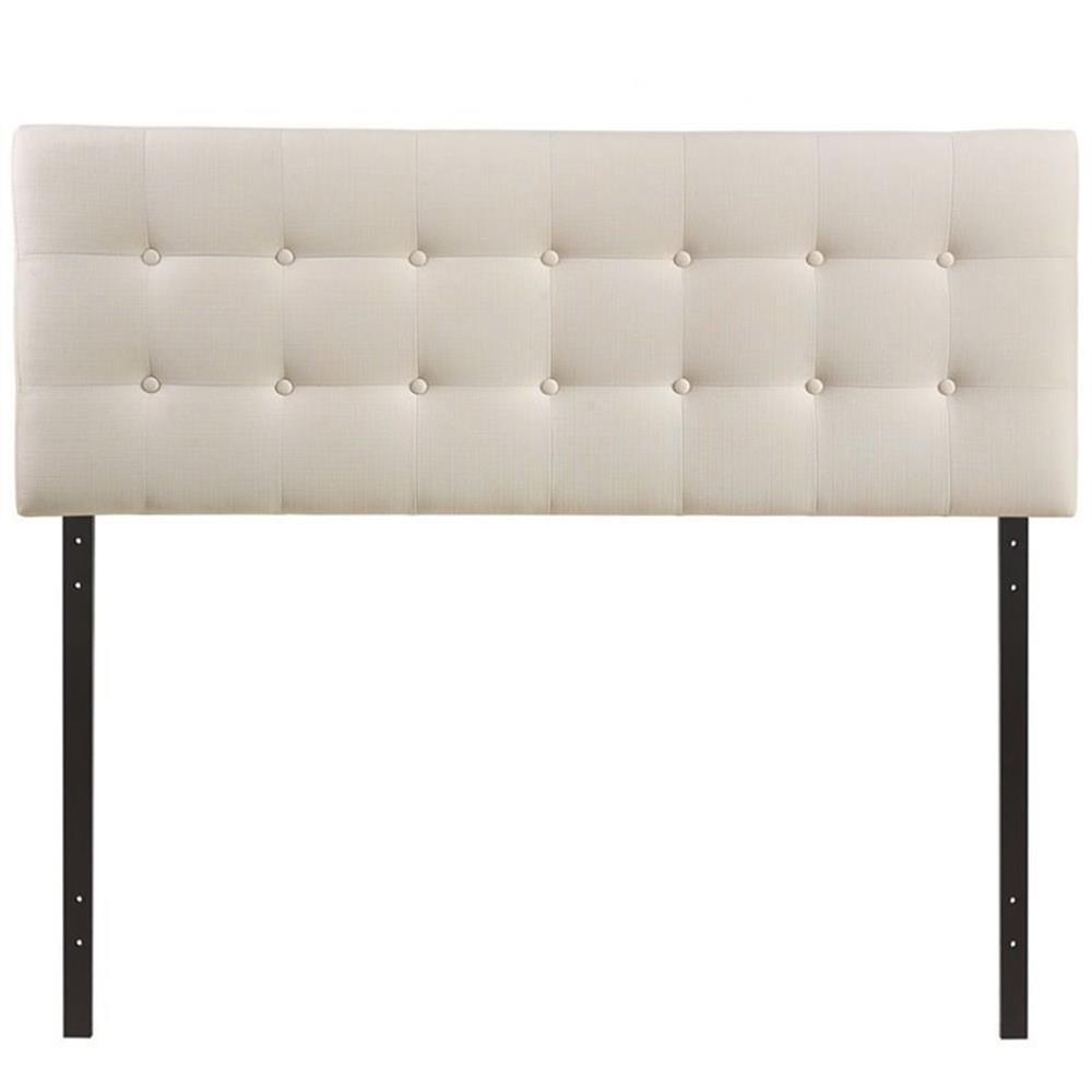 Modway Emily Queen Upholstered Polyester Fabric Headboard in Ivory