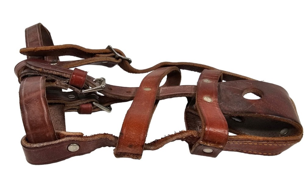 Vintage Leather Dog Muzzle German Shepherd Size Adjustable Brown