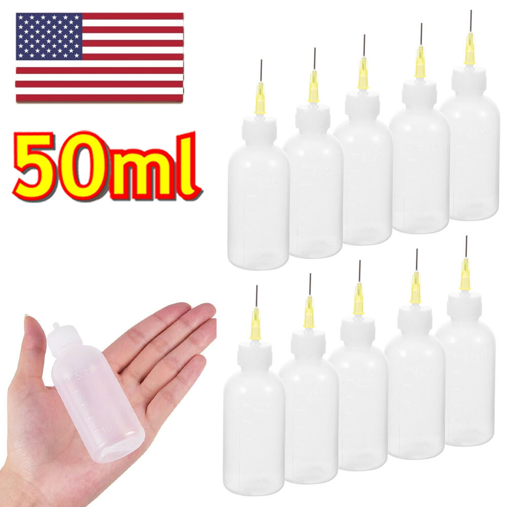 50cc Needle Glue Squeeze Bottle, Precision Tip Applicator, 10 Pack