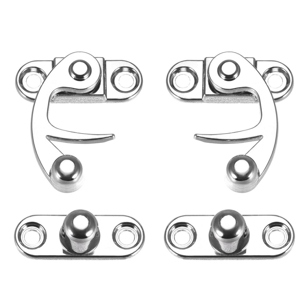 Right and Left Latch Hook Hasp Swing Arm Latch Silver Tone