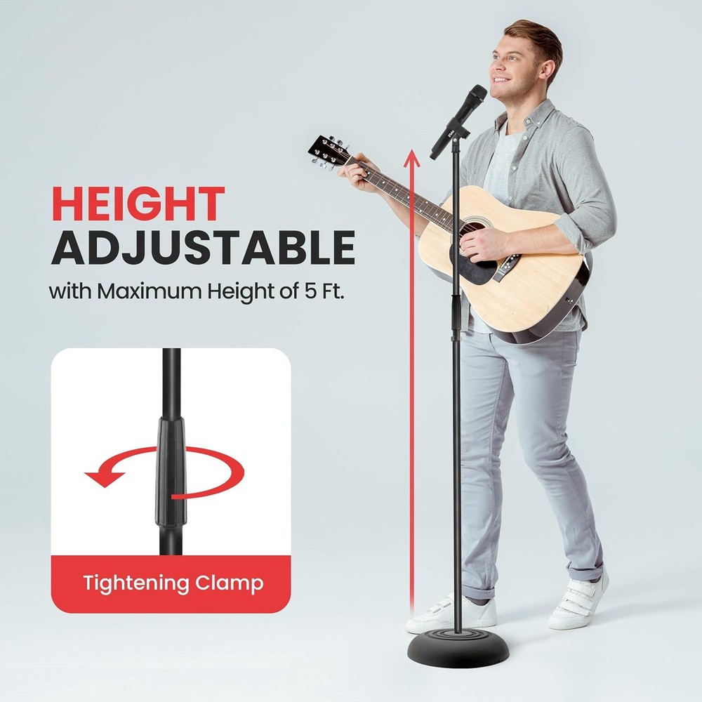 Pyle Adjustable Microphone Stand - Universal Mic with 1 Pack, Black