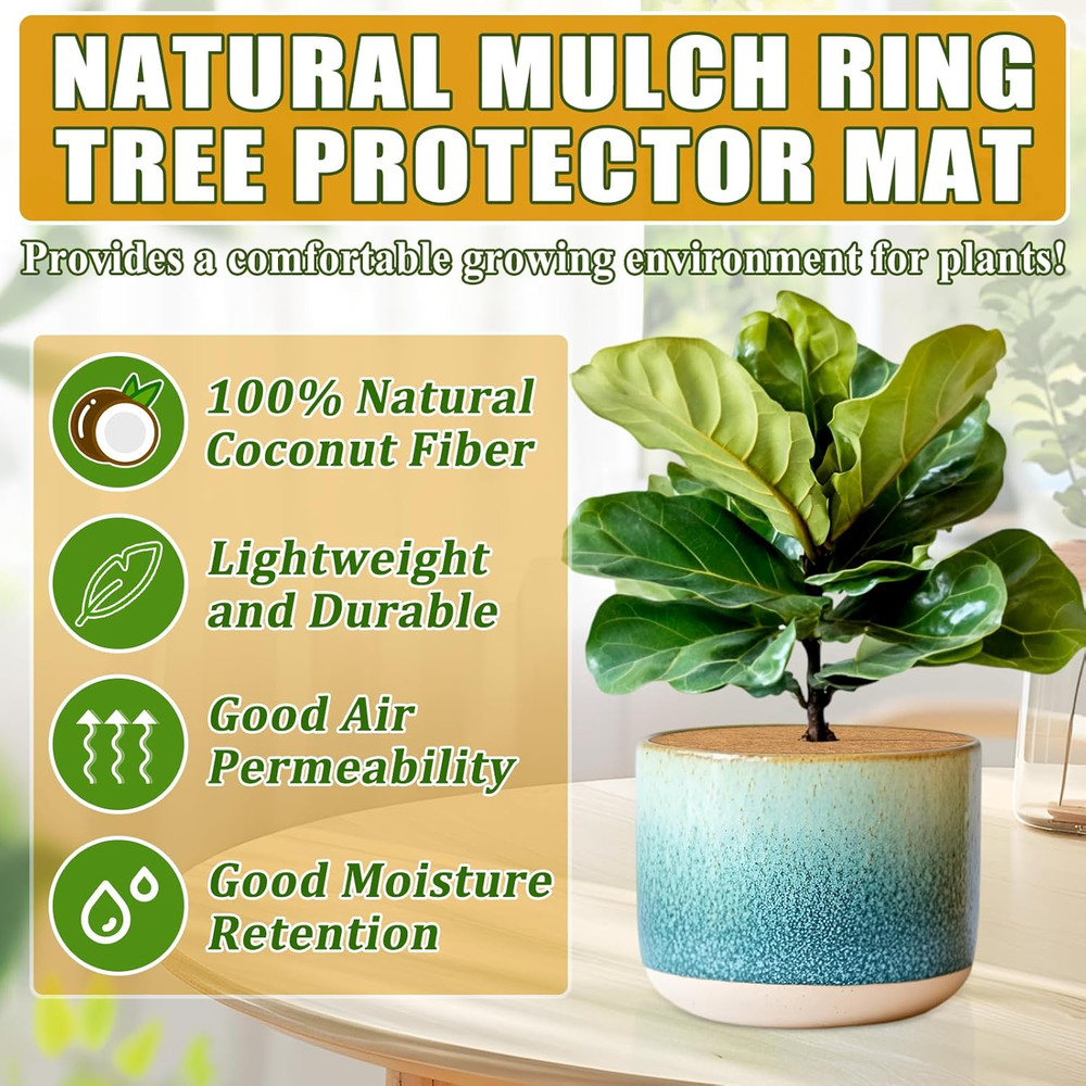 3 Pcs Coconut Fibers Mulch Ring Tree Protector Mat, 24 Inch Coco Coir Tree...