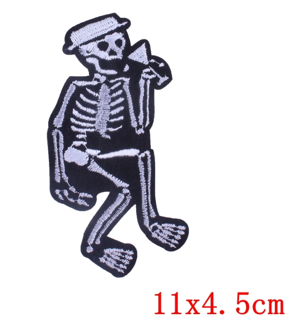 SOCIAL DISTORTION - DRINKING SKELETON - Embroidered Iron On/ Sew-On Patch