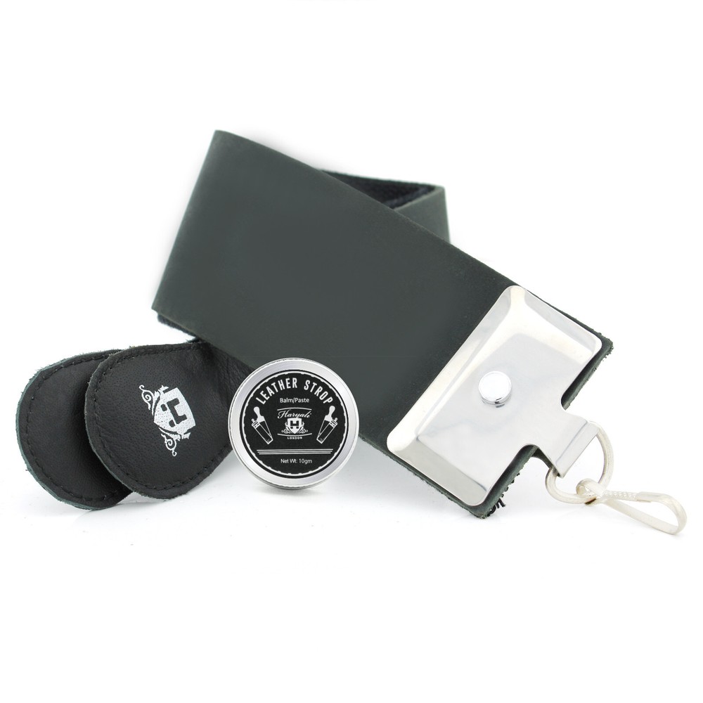 Barber Genuine Leather Strop & Honing Paste Straight Razor & Knife Sharpener