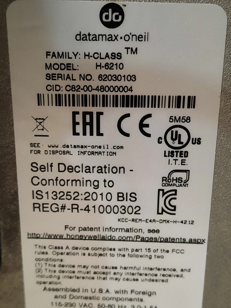 Datamax O'neil H-6210 Thermal Barcode Printer