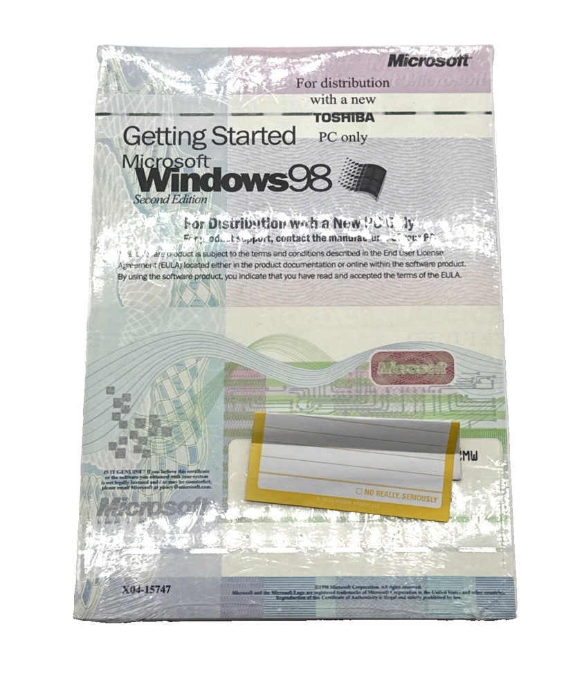 Getting Started Microsoft Windows 98 2nd Edition Manual & Product Key