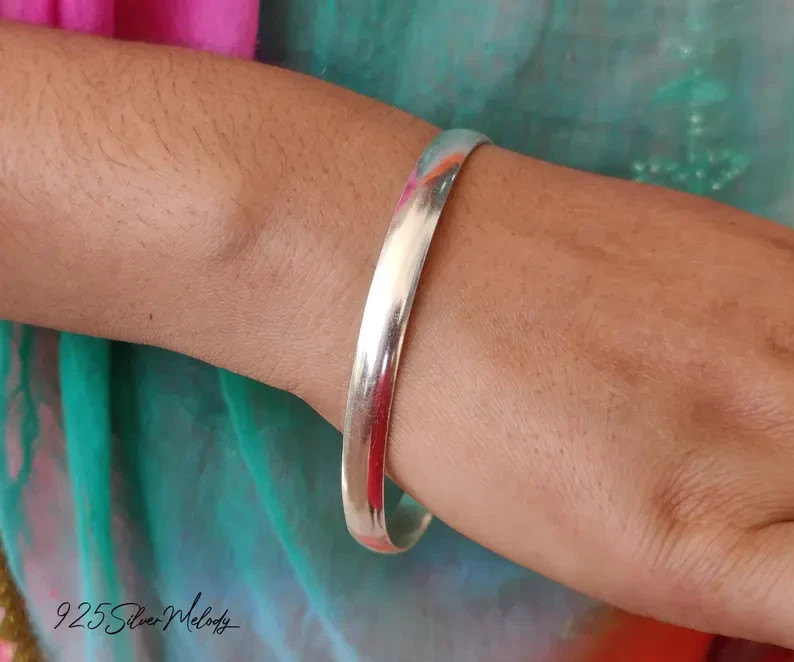 Solid Silver Bangle For Women | Stacking Bangle 925 Staring Silver Bangle Si65