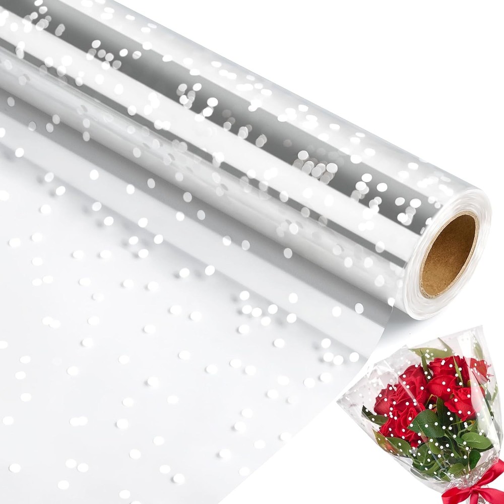 100 ftx34 in Extra Wide Clear Cellophane Wrap Roll | 2.5 Mil Thi